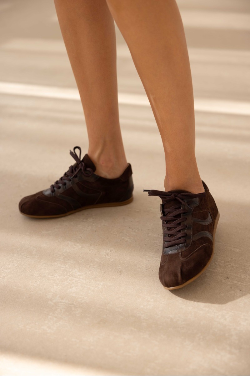Wave Cocoa – brązowe sneakersy damskie skórzane | Hammer