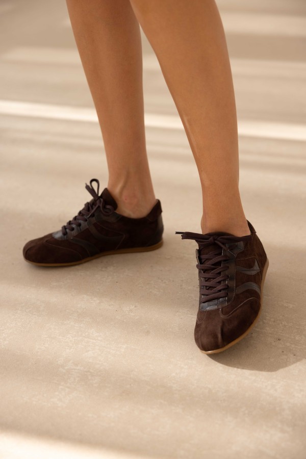 Wave Cocoa – brązowe sneakersy damskie skórzane | Hammer