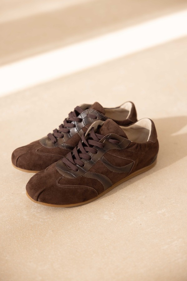 Wave Cocoa – brązowe sneakersy damskie skórzane | Hammer