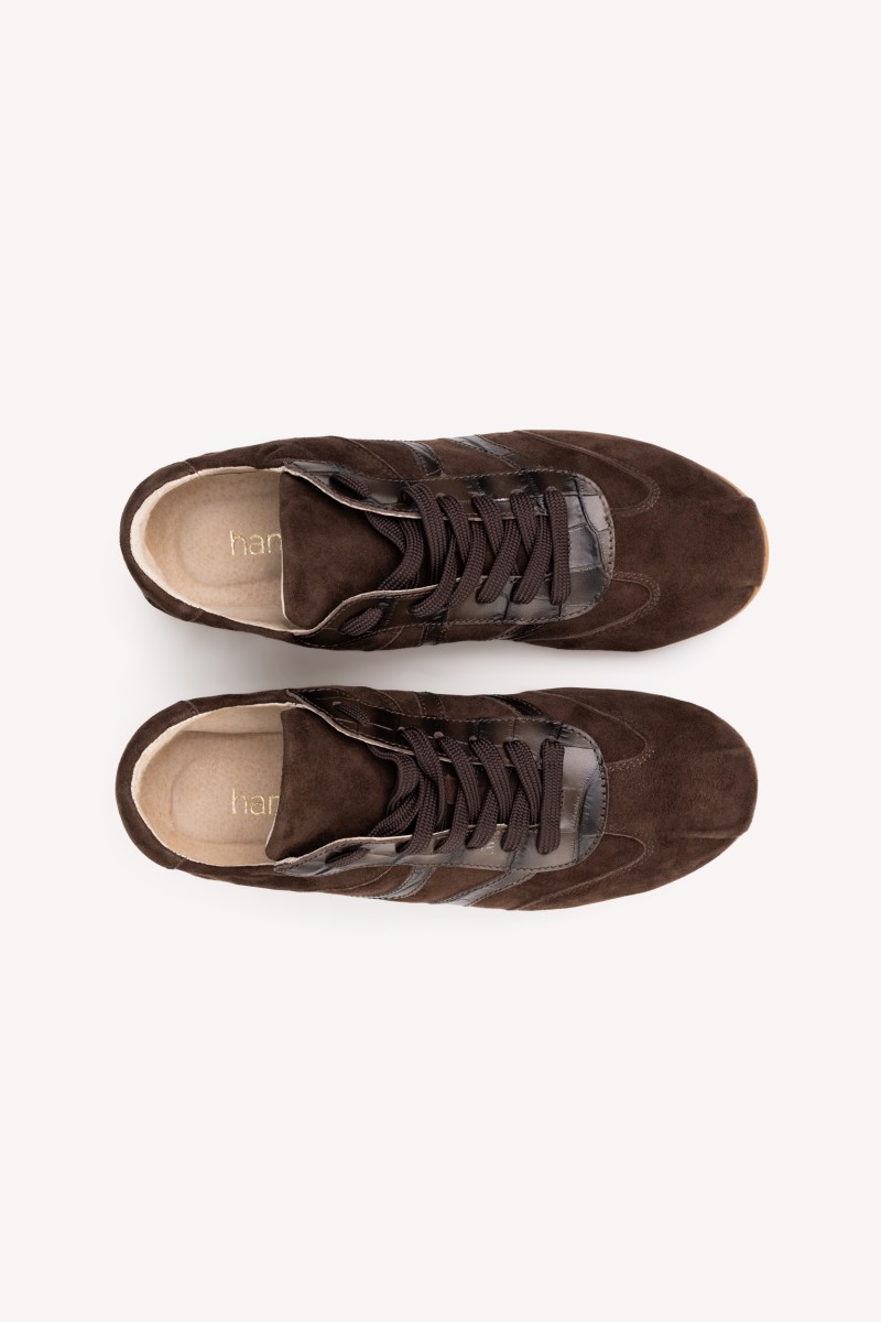 Wave Cocoa – brązowe sneakersy damskie skórzane | Hammer