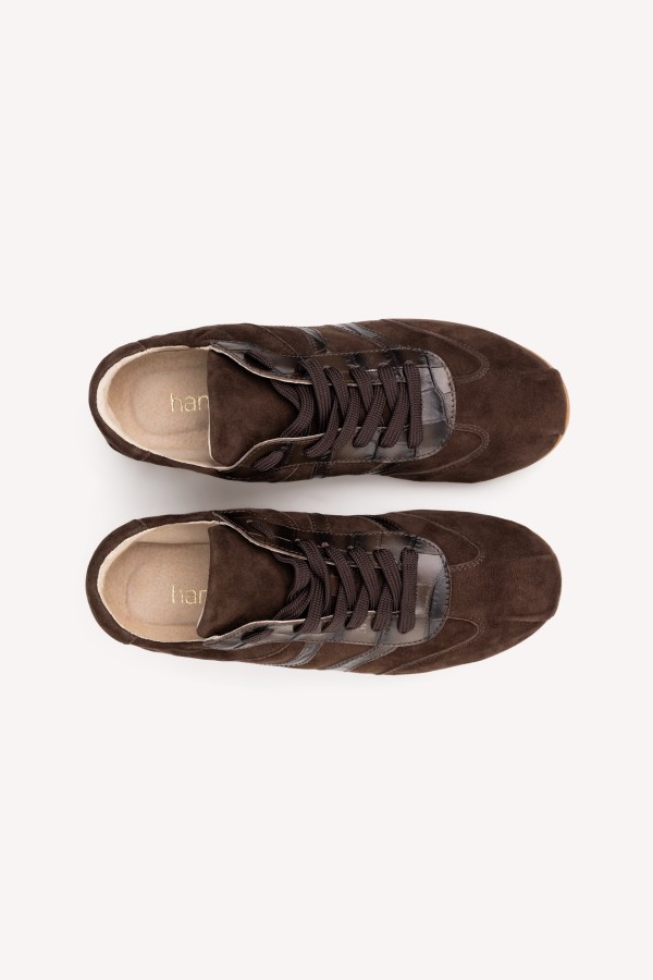 Wave Cocoa – brązowe sneakersy damskie skórzane | Hammer