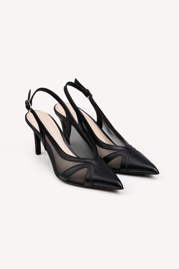 LUME Black – czółenka slingback z siatką | Hammer 2