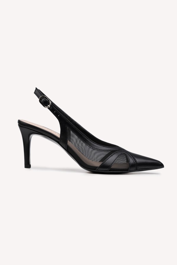LUME Black – czółenka slingback z siatką | Hammer