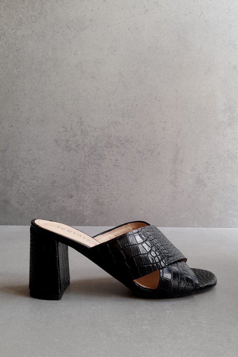 LOTIS I black croc-effect sandal leather