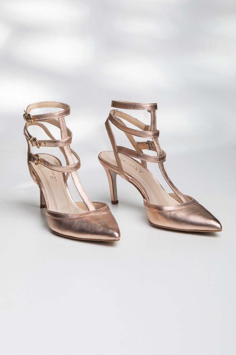 copy of ELECTRA gold leather pumps