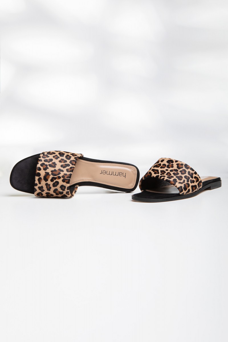INES print leopard leather sandals