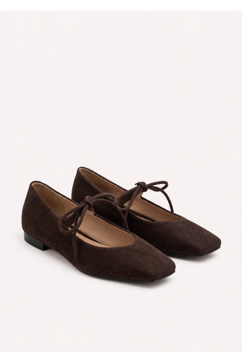 DALIA Cocoa – czekoladowe baleriny zamszowe – para 3/4
