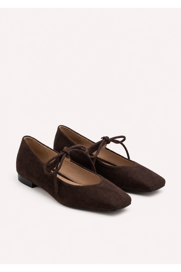 DALIA Cocoa – czekoladowe baleriny zamszowe – para 3/4