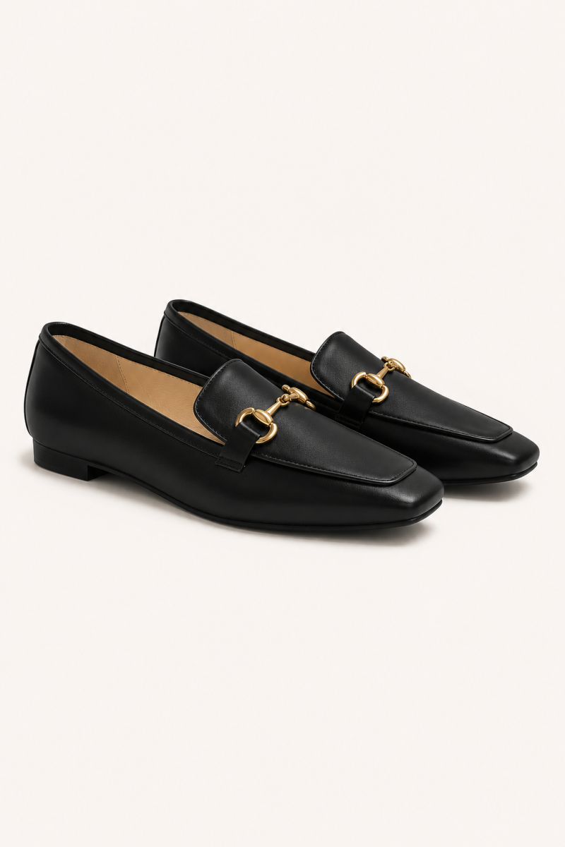 HARMONY Black – loafer damski z lekko kwadratowym noskiem-nwidok 3/4