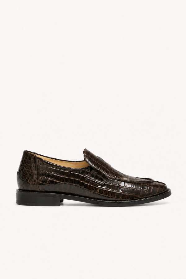 TERRA Croc Cocoa – czekoladowe mokasyny damskie –profil