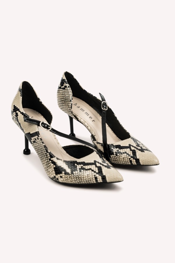 SATIN Python – czółenka skórzane we wzór pytona – profil boczny 2