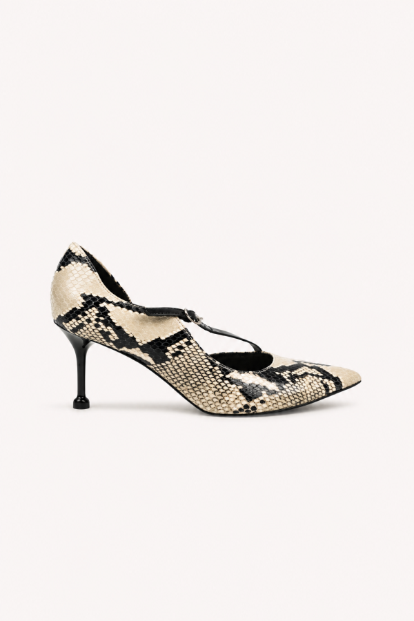 SATIN Python – czółenka skórzane we wzór pytona – profil boczny