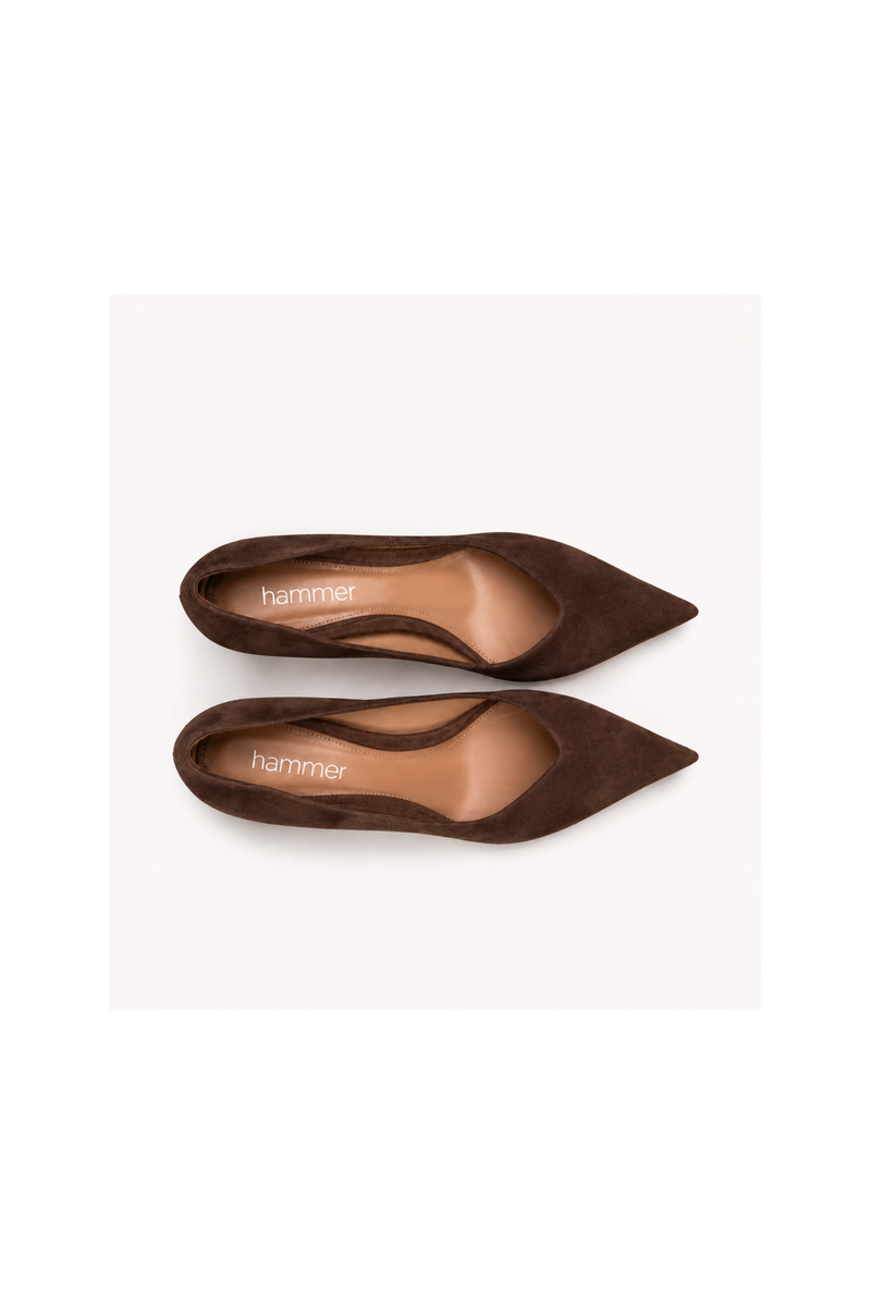 MISTY Cocoa – brązowe zamszowe czółenka – widok z góry